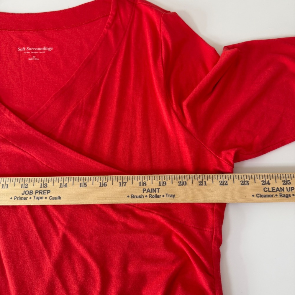 Soft Surroundings (2) Faux Wrap 3X Pima Cotton Modal Ruched 3/4 Sleeve Tops - Picture 8 of 12